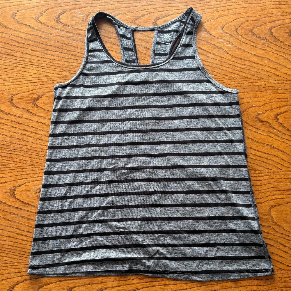C9 by Champion Black & Gray Striped Tank Top in Medium
